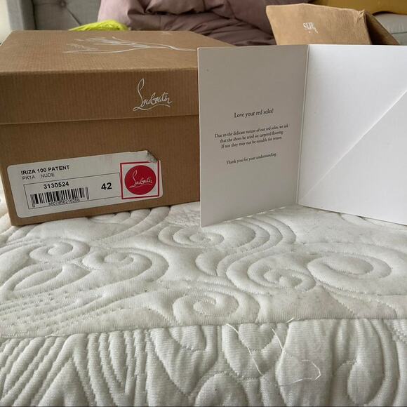 Authentic Christian Louboutin Nude 100mm Iriza Patent Leather Heels size 12 - Picture 4 of 8